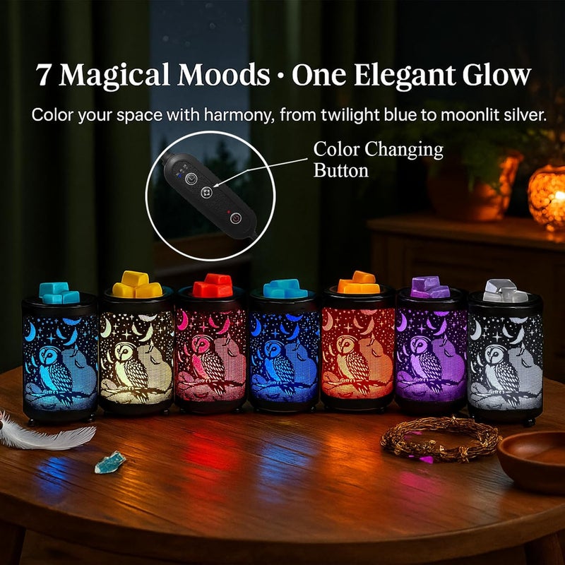 Leyoue Electric Wax Melt Warmer PTC Heating Plate with 7 Colors LED Changing Light Wax Warmer Fragrance Warmer for Home Office Gifts & Decor(Owl) - Image 2